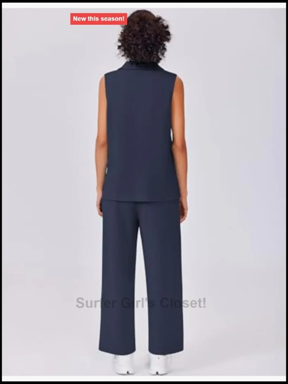 2 Piece Lounge Set Sleeveless V Neck Top Wide Leg Crop Pants Matching Sets